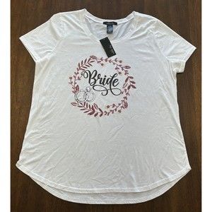 Sable Sky Women’s Plus Size 2X Bride T-Shirt White Wedding Bachelorette New!